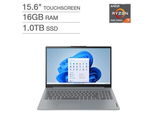 [109933] LAPTOP LENOVO IDEAPAD SLIM 3 15ABR8 15.6" IPS FHD TOUCH, AMD RYZEN 7 7730U, 16GB, 1TB SSD, AMD RADEON GRAPHIC, WIN 11 HOME 64-BIT, BT 5.2 / WIFI 6, FINGER PRINT READER, CARD READER, HDMI 1.4, 1X USB-C 3.2 GEN1, 2X USB-A 3.2 GEN 1, USB 3.2 GEN 1 (POWER/DISPLAYPORT) NO LAN, ARTIC GREY (82XM00TNUS)