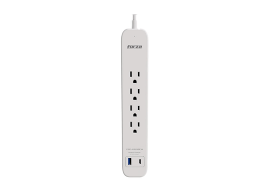 [109958] PROTECTOR DE TENSIÓN REGLETA CON CAPACIDAD DE CARGA DE  1625W Y NIVEL DE PROTECCIÓN DE 1000 JOULES, VOLTAJE DE ENTRADA 110V/220V, EQUIPADO CON 4 SALIDAS NEMA 5-15R Y ENTRADA NEMA 5-15P TIPO PLANA. CUENTA CON INDICADOR LED DE ESTADO PARA UNA SUPERVISIÓN FÁCIL Y RÁPIDA. IDEAL PARA PROTEGER EQUIPOS ELECTRÓNICOS Y DE OFICINA ANTE VARIACIONES DE TENSIÓN, CUENTA CON PUERTOS USB PARA CARGA.