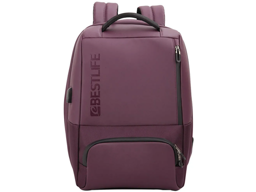 [110104] BULTO PARA LAPTOP BESTLIFE 15.6" TIPO MOCHILA, IMPERMEABLE, CREMALLERA Y BOLSILLO OCULTOS, COMPARTIMIENTOS ANTIGOLPES Y SALIDA USB PARA CARGA, ROJO VINO