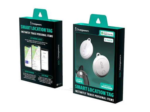 [108836] PACK DE 2 RASTREADORES AIRTAG CHARGEWORX, COMPATIBLE CON APPLE FIND MY, IOS DE APPLE, BLUETOOTH 5.0, GPS, A PRUEBA DE POLVO, COLOR BLANCO